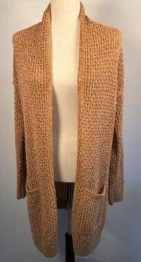 Abercrombie & Fitch Chunky Open Knit Longline Cardigan Small Tan Cream Boho